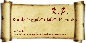 Kerékgyártó Piroska névjegykártya